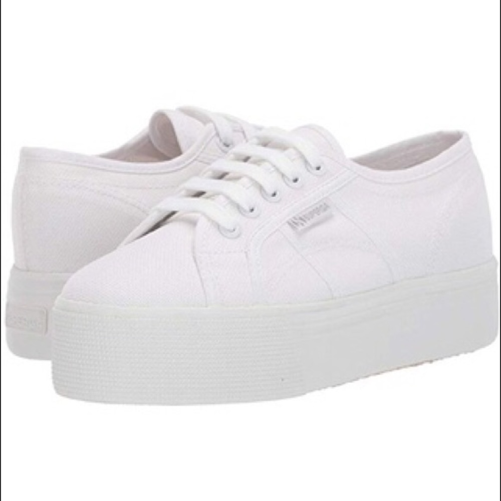 Superga Platform Sneakers, Total White